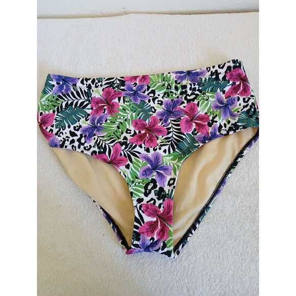 Swimsuits For All Size 18 Bikini Brief Swim Bottoms Tropical Floral Print Summer - Picture 1 of 10